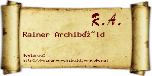 Rainer Archibáld névjegykártya
